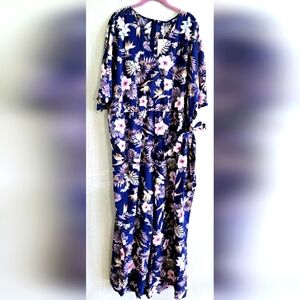 Bloomchic Navy Blue Floral Short Sleeve Jumpsuit